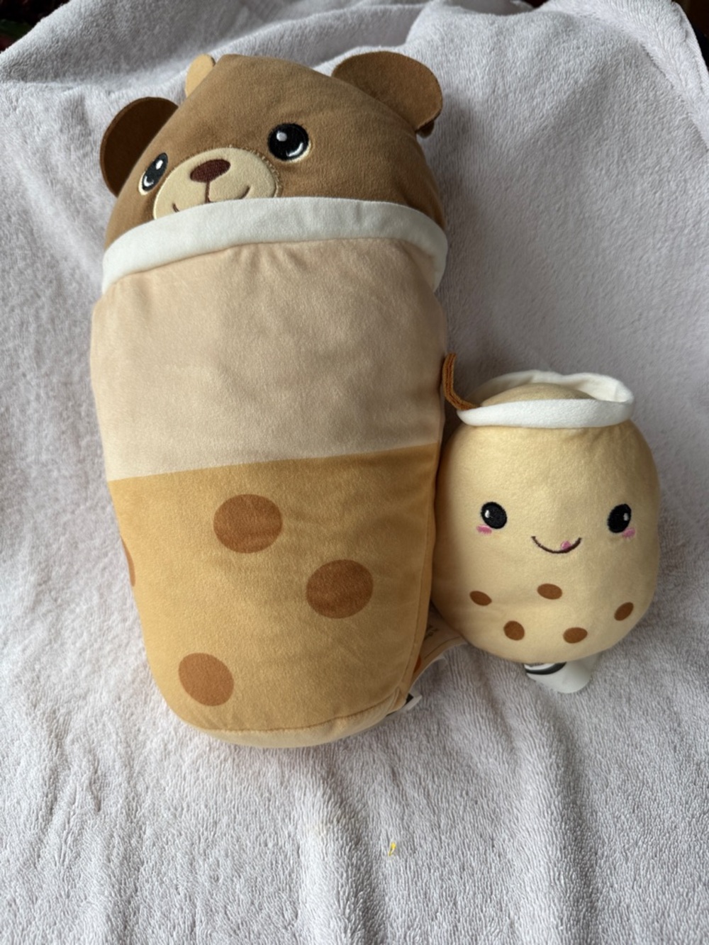 Brown & Cream Bubble Tea Bear Plush with Mini Boba Buddy -